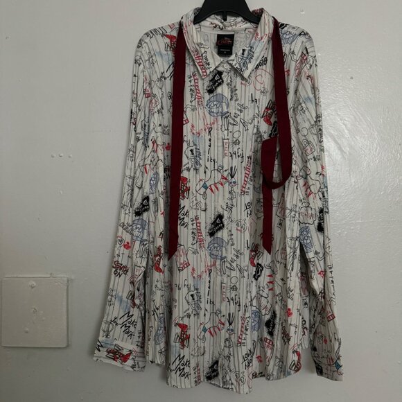 Torrid Disney cruella doodle button down necktie blouse plus size XX2 long sleev - Picture 7 of 16